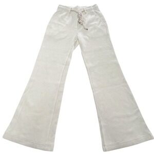 Twenty Montreal Pants Womens XS‎ Cream Knit Flare QC6P-002 Wide Leg Drawstring